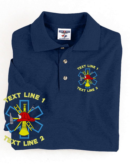 (image for) Firefighter Scramble w/ Star of Life Polo Embroidered #129
